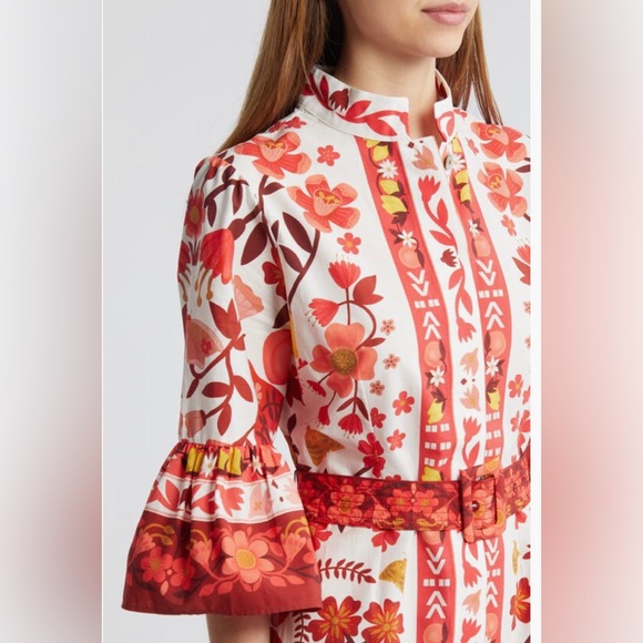 NWT $210 FARM Rio Romantic Orchard Print Cotton Shirtdress in size Large! - Picture 7 of 9